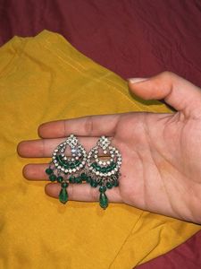 crystal chandbali with blue stones