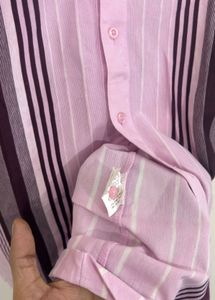 Men's Pink Striped Button-Down Shirt