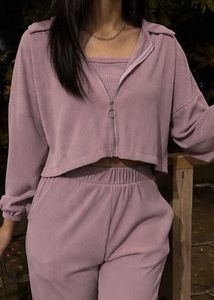 Purple Ribbed Co-ord Set