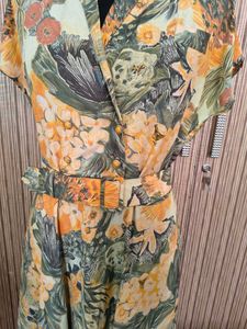 Vibrant Floral Print Dress with Belt
