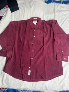 Burgundy velvet Corduroy Button-Down Shirt