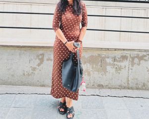 💌sale💌Brown Polka Dot Maxi Dress