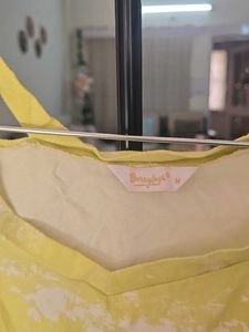 Yellow Tie-Dye Twist Front Top