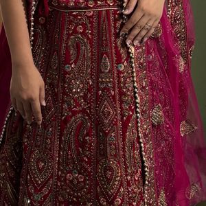 Stunning Pink Embroidered Lehenga-2 dupatta- Stitc