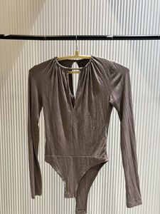 Ribbed V-Neck Long Sleeve Bodysuit