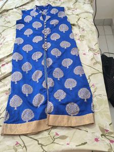 Blue Ethnic Kurta with Tree Print