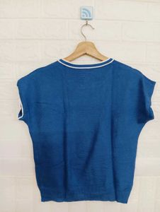 Stylish Blue Top with White Accents