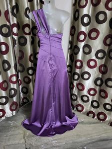 Elegant One-Shoulder Purple Satin Gown