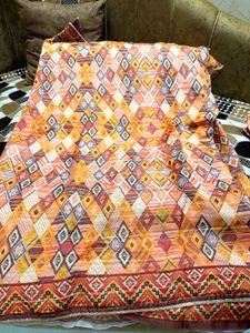 Vibrant Geometric Print Saree with blouse