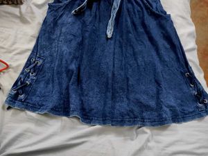 Blue Denim Tie-Front Dress
