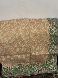 Elegant Beige Floral Saree