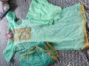 Mint Green Embroidered Kurta Set with Dupatta