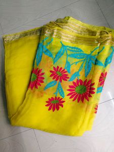 Beautiful Saree Embroiding Work With Blouse