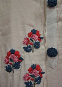 ELEGANT BEIGE EMBROIDERED KURTA SET WITH DUPATTA
