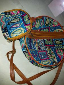 Vibrant Boho Print Sling Bag with Pouch