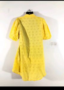 Chic Yellow Eyelet Shirt Dress
