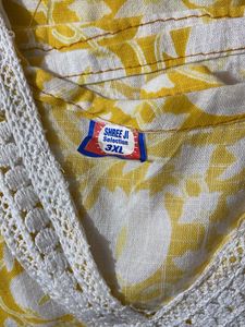 Yellow Printed Kurta with Lace