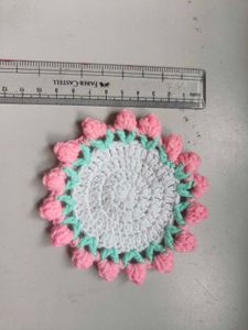 Handmade crochet tulip coaster and basket