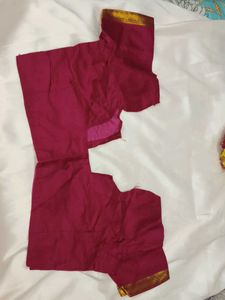 Elegant Maroon &amp; Pink Silk Saree with blouse