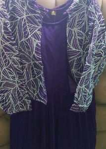 Elegant Purple Embroidered Gown