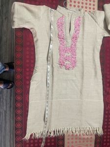 Elegant woollen Kurta with patch embroidery