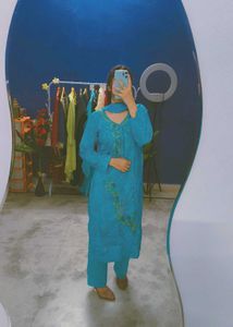 Beautiful Blue Kurta trouser chiffon dupatta