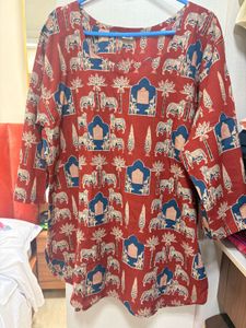 Red Block Print Cotton co ord set
