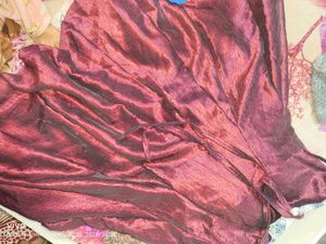 Burgundy Satin long Skirt