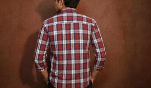 Men's Red Plaid Casual Shirt