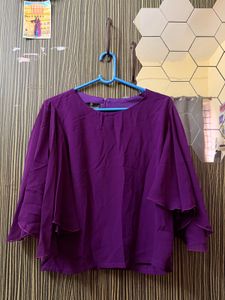 Elegant Purple Layered Sleeve Top