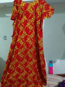 Red yellow Floral Print nighty