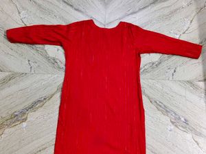 Red Embroidered Kurta