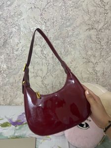 Burgundy Patent Leather Designer  Shoulder Bag