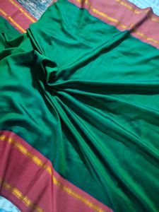Traditional pure silk Saree with Red Border
