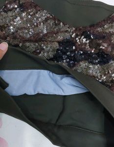 Sparkling Sequin Camouflage Print Crop Top