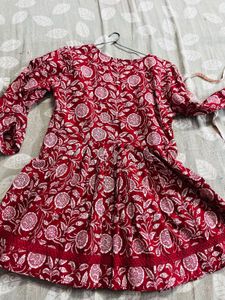 Red Block Print Cotton Kurta new