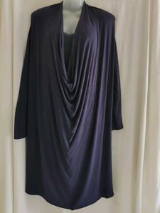 Stylish Draped Navy Blue Dress