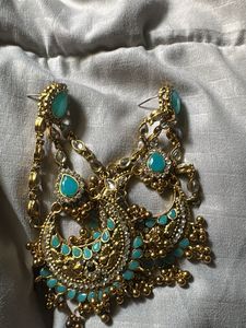 Stunning Turquoise &amp; Gold Statement Earrings
