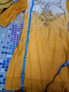 Party Wear Double Shade Yellow Sharara Suit In L