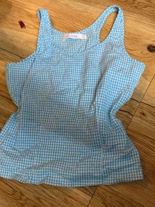 Cute Blue Gingham Tank Top