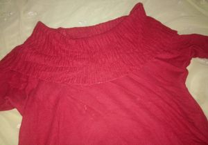 Winter Offer Red Bartot Off Shoulder T
