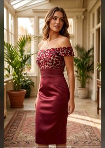 The Crimson Cheetah Off-Shoulder Midi Dress