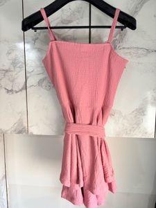 Pink Textured Mini Dress with Belt