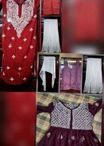 Chikankari Mirror Kurta Set with Dupatta Combo