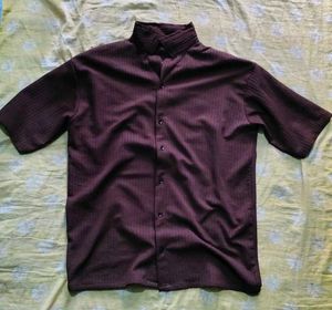 Men's Short Sleeve Striped Textured Shirt