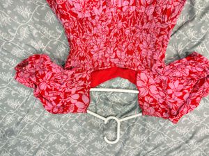 Chic Floral Print Puff Sleeve Dress