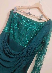 Elegant Green Sequined Jumpsuit For 36 Bust