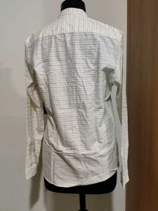 Striped Band Collar Shirt