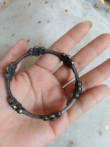 Brass Black Floral Bangle