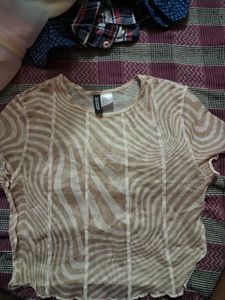 Shein Mesh Zebra Print Top